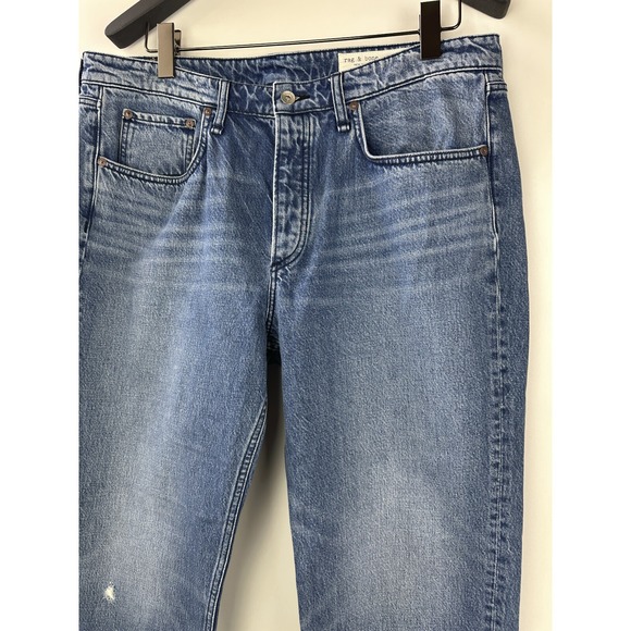 Rag & Bone Rosa Mid-Rise Boyfriend Jeans in Malibu Blue Denim Button Fly Size 34 - Picture 4 of 16